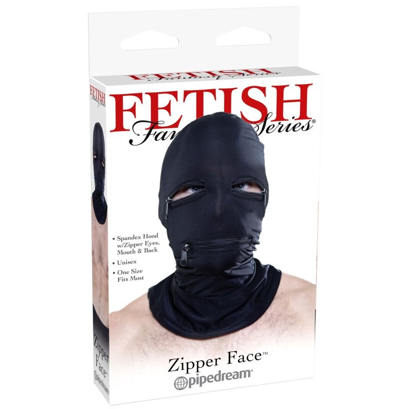 FETISH FANTASY SERIES - CAPUCHE AVEC FERMETURE ÉCLAIR NOIR