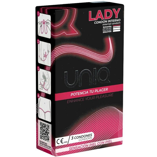 UNIQ - PRÉSERVATIFS FÉMININS SANS LATEX AVEC PORTE-JARRETELLES 3 UNITÉS